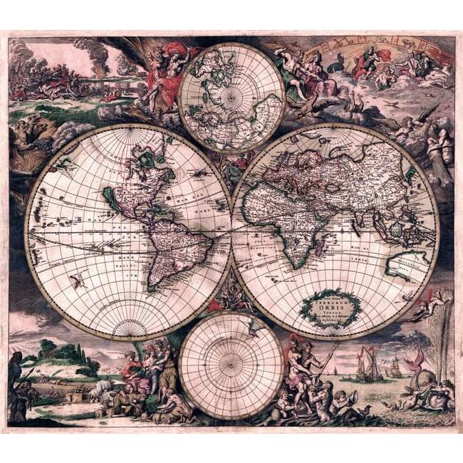 地図 アンティーク地図 古地図 世界地図 (17世紀)アンティーク地図