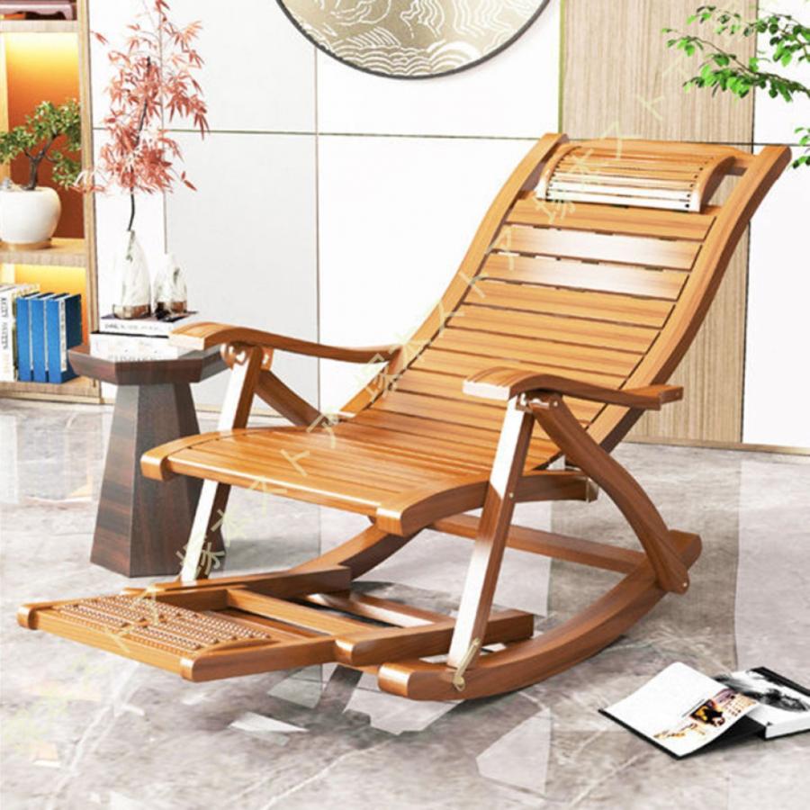 ロッキングチェア 竹庭 折りたたみ式 竹製 揺れる椅子 組立簡単 耐荷重