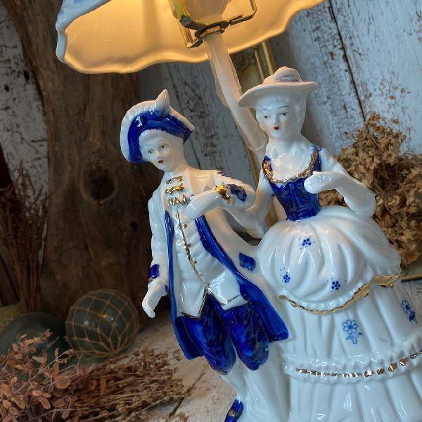 VINTAGE ≫80-90s ヴィンテージ*フィギュリン スタンドライト*陶磁器