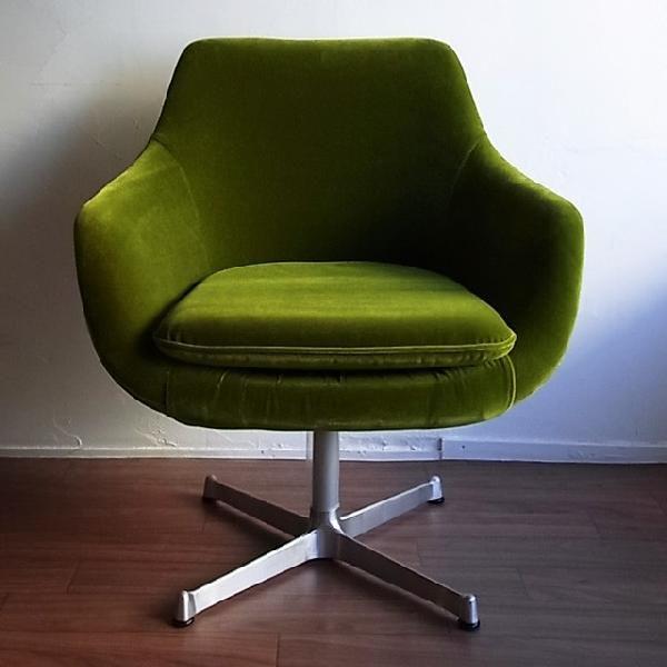 1人掛け レトロ チェア モケット グリーン ・ ストライプ : UNIROYAL