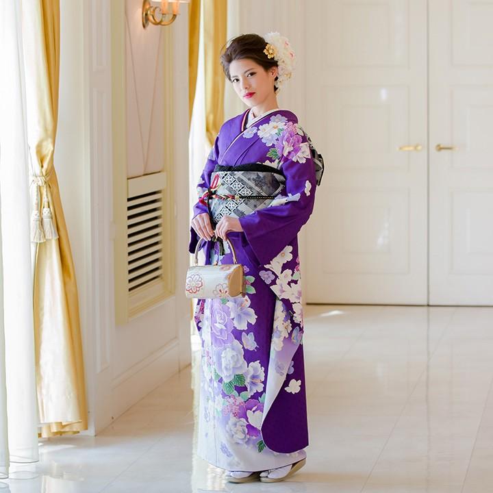 高級正絹 振袖レンタル 送料無料 FS-099 紫系 振袖 成人式 レンタル