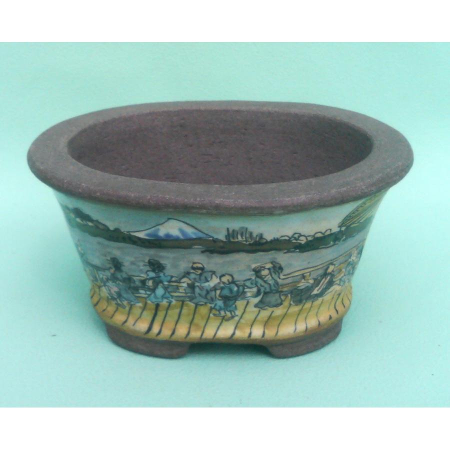 020.【 陶翠窯 】エン付長角3号盆栽鉢/植木鉢 陶翠 』三枚組／染付