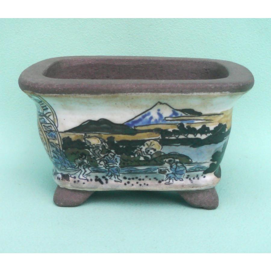 758.夢陶 隅角四方豆鉢 平成八年初窯 盆栽鉢 植木鉢 5*4.9*3cm 758.夢