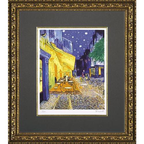 送料無料 ヴィンセント・ヴァン・ゴッホ 夜のカフェテラス 額付き