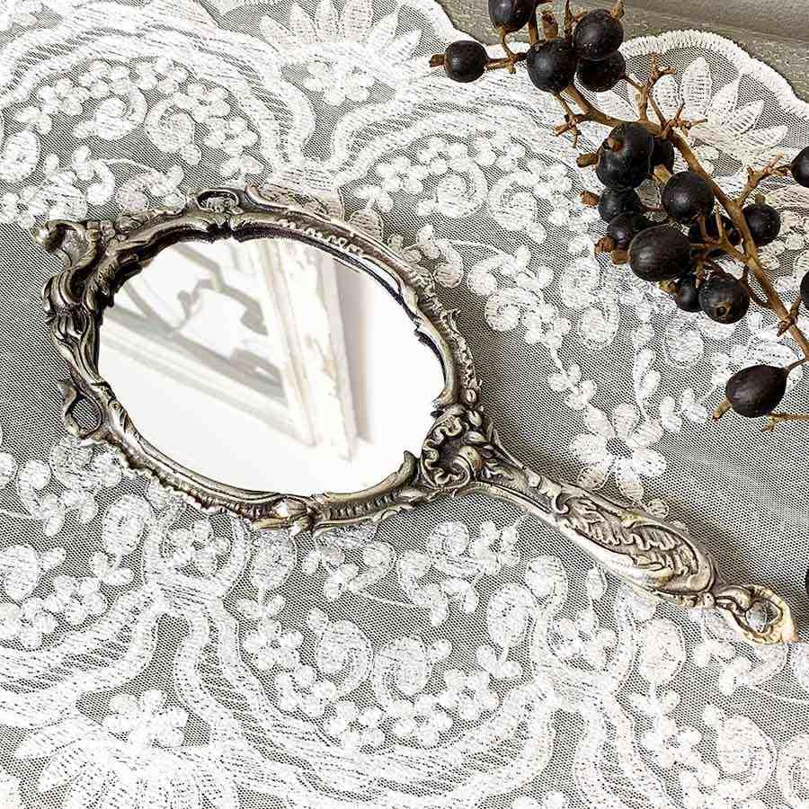 クラシックハンドミラー 手鏡 メイク 化粧鏡 真鍮 レトロ 英国 欧風