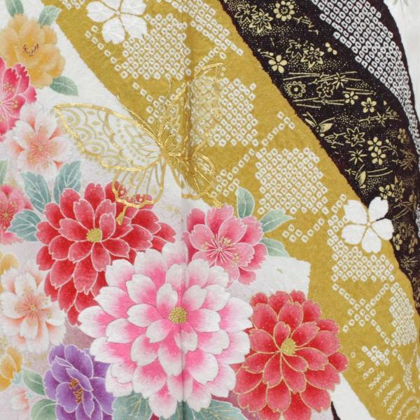 正絹振袖+半衿付き長襦袢+帯+帯揚+帯〆+重衿 6点セット 可愛さと個性の