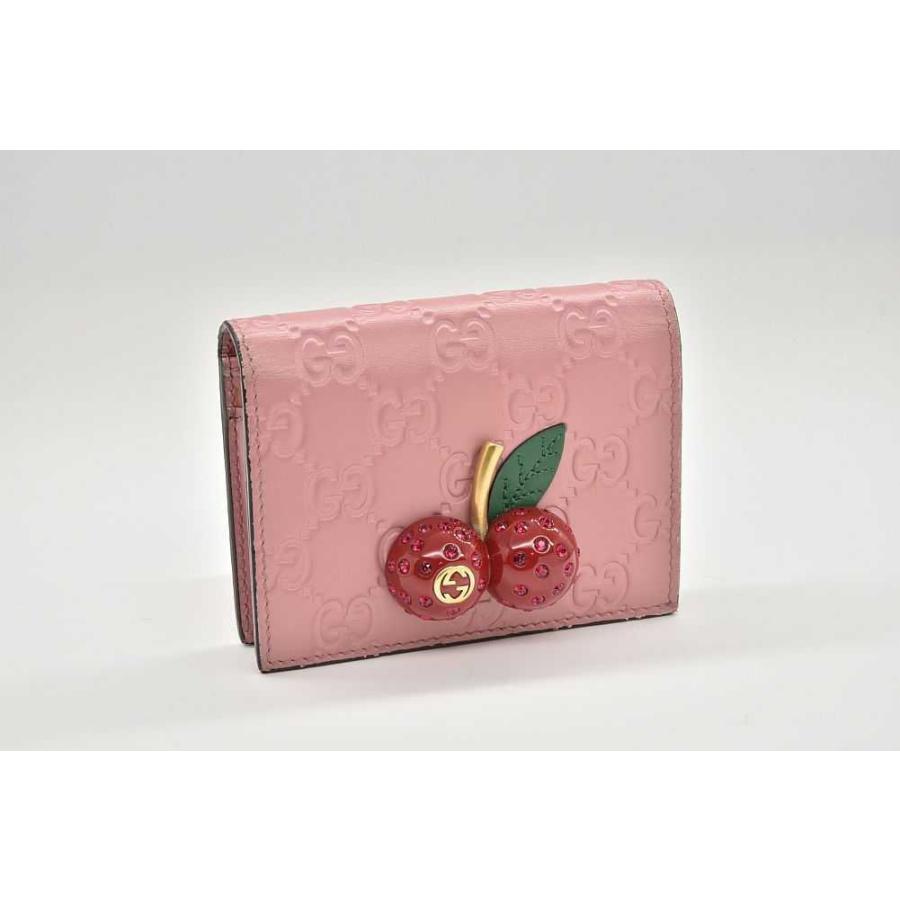 グッチシマ グッチ チェリー さくらんぼ付 カードケース 二つ折り財布