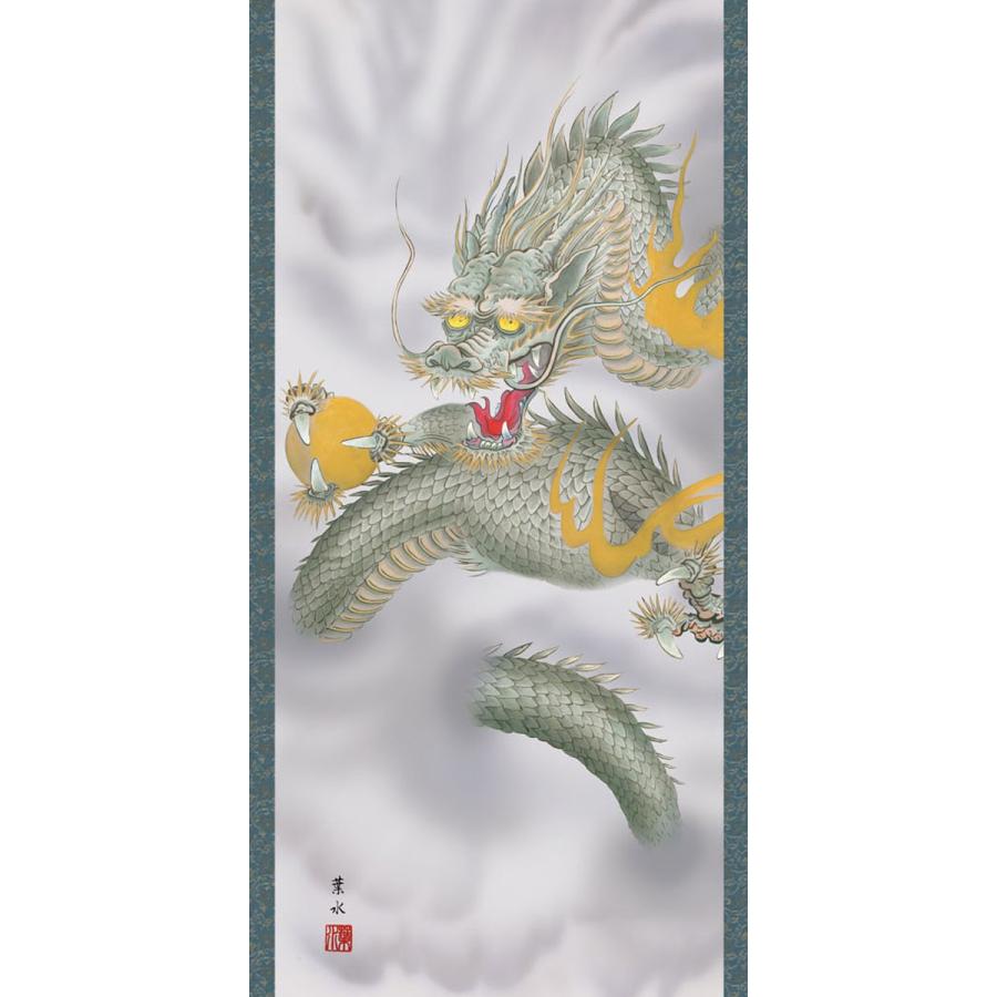 掛軸 (掛け軸) 龍神図 緒方葉水 尺三立 約横44.5cm×縦164cm g4457 龍