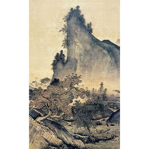 掛軸 山水画 掛軸 (掛け軸) 四季山水図（秋） 雪舟 尺五あんどん 約横