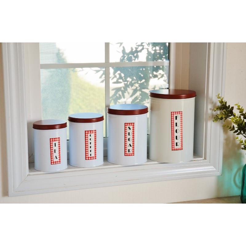 中古品 フレンチローズ・キャニスター ティン製 5個セット