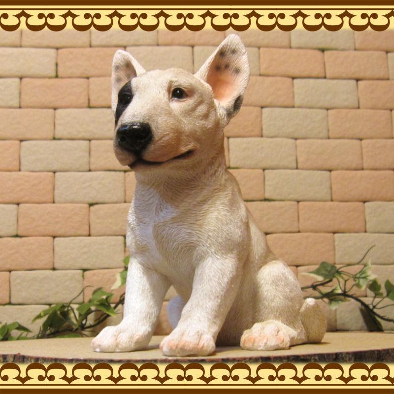 置物 動物 可愛い 犬の置物 ブルテリア リアル お座りタイプ 子いぬの