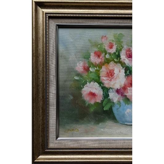 未使用】マーブルアート 「 花 Ⅰ 」 F6 額装品 未使用】マーブル