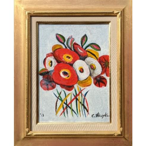 油絵【観て育つ】1点物の原画/F4号サイズ/人物画/油彩画◇者サイン入り