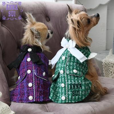 dog wear ラメブラックツィードフリルワンピースハンドメイド