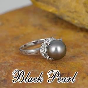 ブラックパール 黒蝶真珠 リング 指輪 大粒 12mm SV925 タヒチ産 黒