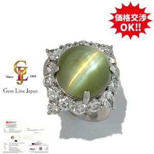 キャッツアイ リング 指輪 大粒 4.34ct Pt900 クリソベリルキャッツ