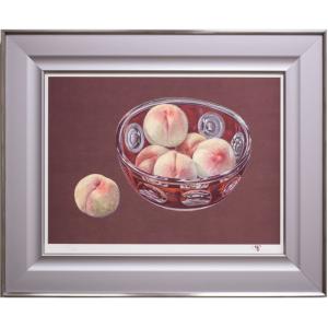 穐月 明 「 籠の椿 」 水墨画 F4 ( 4号 ) 絵画 日本画 手書き 肉筆