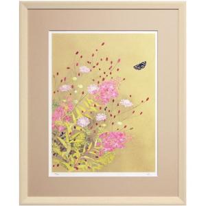 前田青邨 「 桃花 」 彩美版 シルクスクリーン 手刷り 本金泥使用 額装