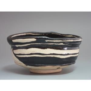 茶道具 抹茶茶碗 黒茶碗 鷹ケ峰焼き 銘華の峰 久田付 倉本寿山作 鷹ケ