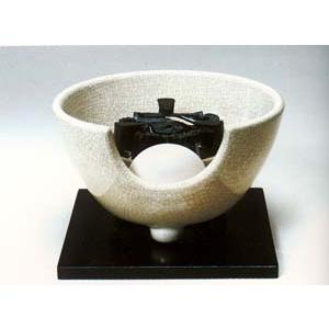 茶道具 風炉釜 電熱風炉 野々田式 面取風炉 合金製 古銅色 炭型電熱器