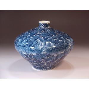 有田焼 陶芸家 藤井錦彩作 染錦黄金藤絵飾り花瓶 : 有田焼 藤井錦彩窯