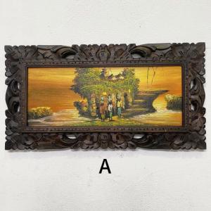 バリ絵画 ライステラス 棚田 田園風景 フレーム付 W63×H53cm バリ