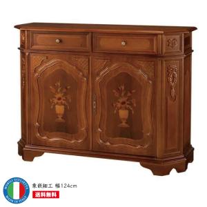 イタリア 家具 ローキャビネット サイドボード 幅80cm 象嵌 完成品