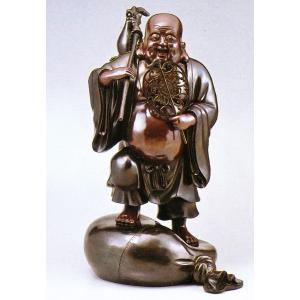 布袋さまの置物 月見布袋 10号 高岡銅器の置物／送料無料 : 檜屋美術館