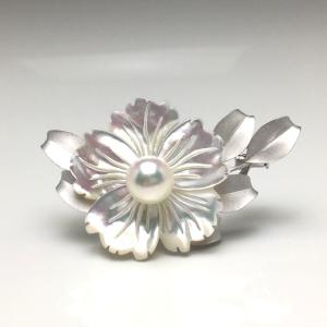 真珠 ブローチ パール アコヤ真珠 真珠ブローチ パールブローチ 7.5