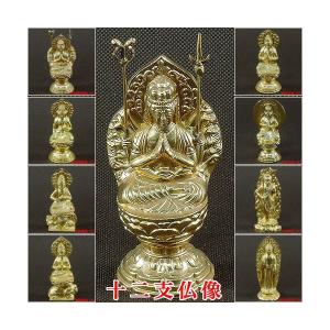 慈母観音菩薩像 合金製 純金メッキ 牧田秀雲作 高さ 20cm 送料無料