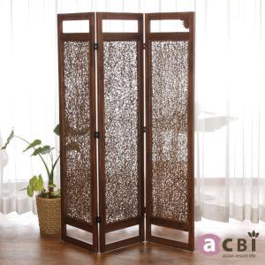 東京ラタン 天然籐スクリーン4連 折り畳みパーテーション 衝立 木製