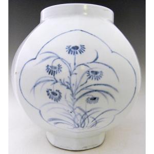 李朝 青花草花文壺 全高38cm 韓国 朝鮮 陶磁器 希少 花瓶 白磁 染付