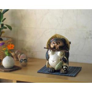 信楽焼 狸 置物 ブーケ 花入れ たぬきの置物 7号 花器 玄関 狸置物