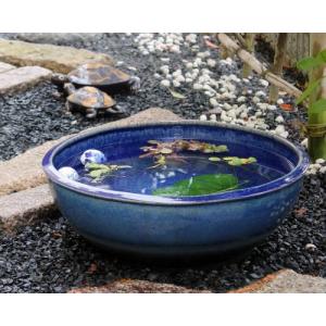 信楽焼 アウトレット 睡蓮鉢 ブルーガラス 19号 陶器 メダカ鉢