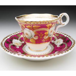 ノリタケ オールドノリタケ 金盛り花束絵 八角カップ＆ソーサー (e