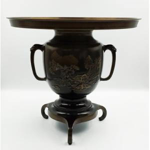 花器 薄端｜ 尺1富士山水 ｜剛信作 銅製 紙箱入り【高岡銅器】d94-03