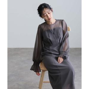 Leja（レジャ） ドレス 「LEJA」レースネック透け袖スリットキラキラ