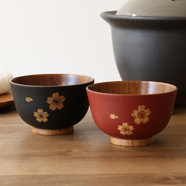 漆器木製もみじ桜彫細工茶碗吸物椀汁椀 5客共箱