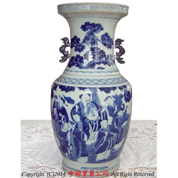 景徳鎮花瓶 清朝道光 青花八仙紋双耳瓶 : 中国貿易公司ctcオンライン