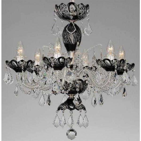 黒 切子 シャンデリア CH-06GA-BLACK LED電球対応 6灯 高級 クリスタル