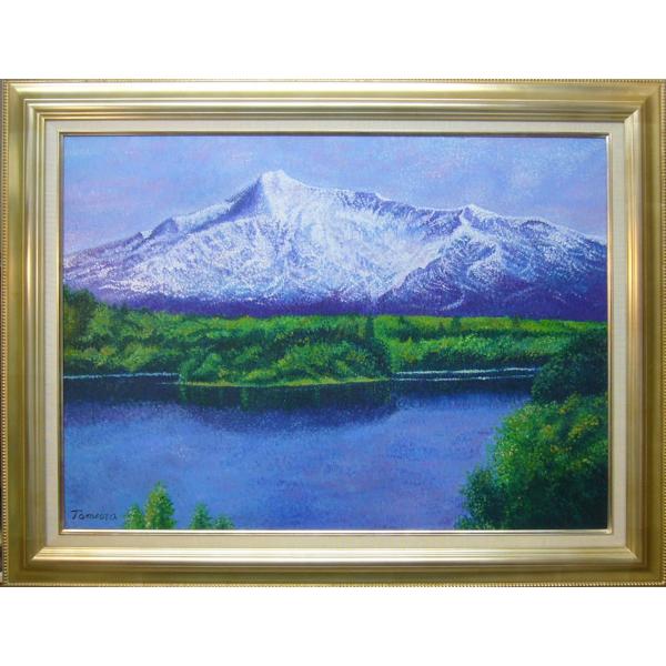 油彩画 油絵 F15号 睡蓮 田村隆枝 日本赤富士協会会長 点描画大作