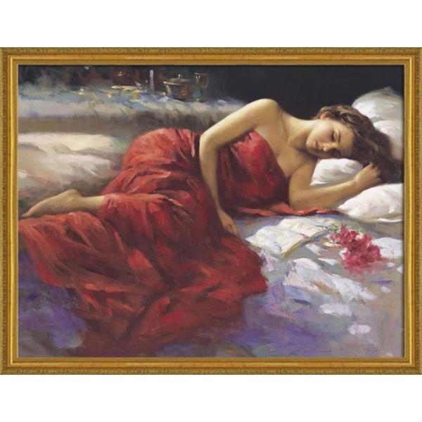 油絵 絵 絵画 インテリア 額付(白) F6-082211 人物 女性像 絵画