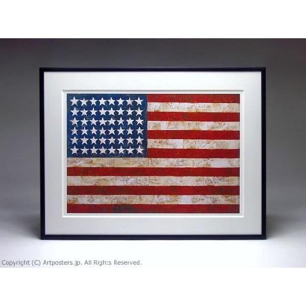 出荷区分B】ジャスパー・ジョーンズ 旗 額付ポスター Jasper Johns