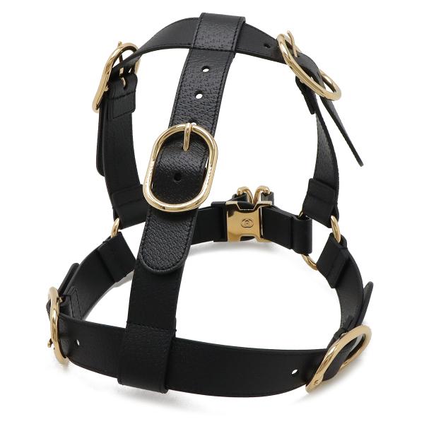 GUCCI（グッチ） ペット 犬 ハーネス 胴輪 レザー ブラック 黒