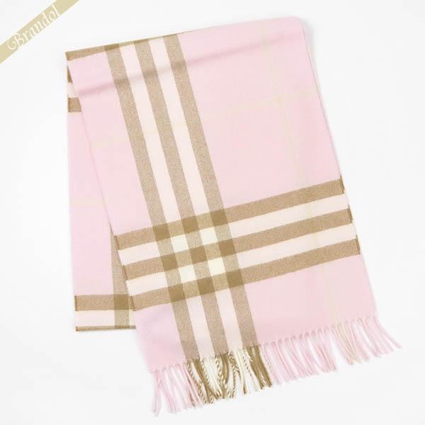 Burberry カシミア チェック柄マフラー ピンクベージュ