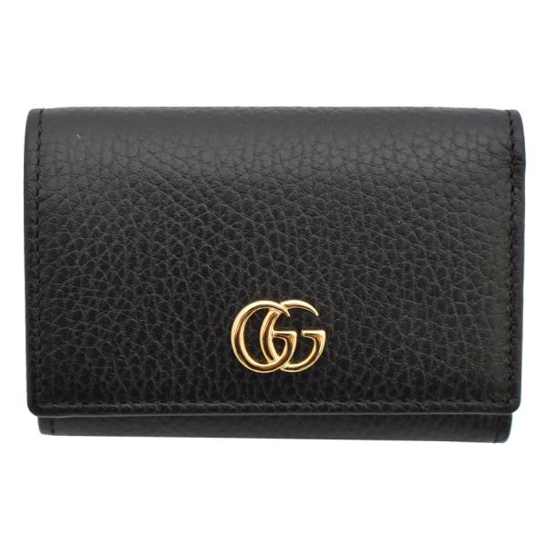 GUCCI ブラックレザー ミニ財布 GGロゴ 三つ折財布 GUCCI ブラック