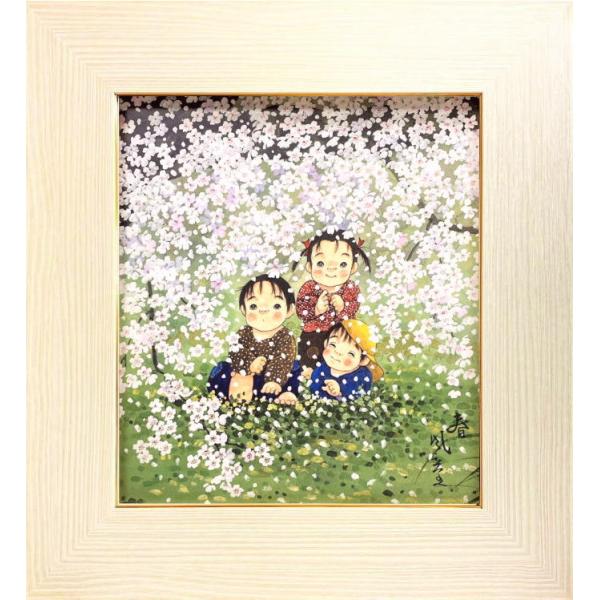 油絵 絵 絵画インテリア 額付(銀) F4-040314 子供たち 雨あがり 絵画