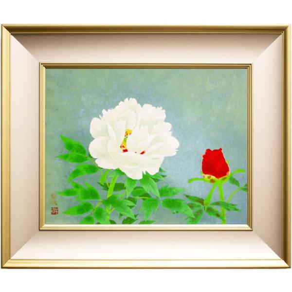 山口華楊 『紅白牡丹』 木版画 絵画 日本画 花 送料無料 : 内田画廊