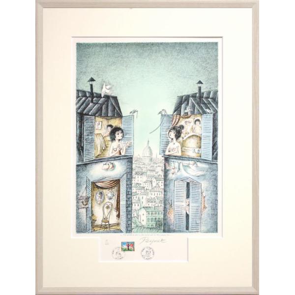 レイモン ・ ペイネ 「 隣どうし 」 リトグラフ 版画 絵画 洋画 人物