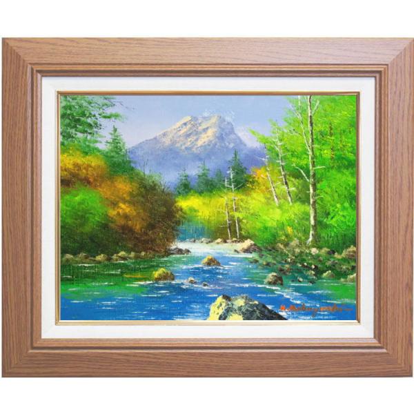 絵画 油絵 青木今陽 肉筆油絵 風景画 上高地 F6 絵画 油絵 青木今陽